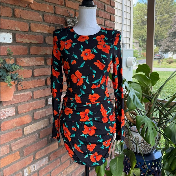 Zara Dresses & Skirts - ZARA Red & Black Poppy Print Open Back Dress – Blogger Favorite